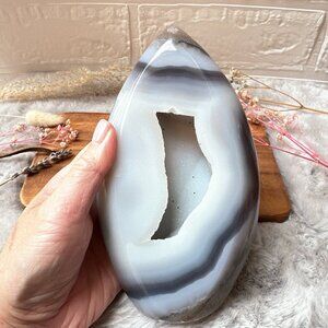 Gorgeous Large Agate with Druzy Flame/Free Form
